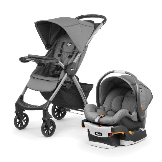 Picture of Chicco Mini Bravo Plus Travel System, Mini Bravo Plus Stroller with KeyFit 30 Infant Car Seat and Base, Slate/Grey