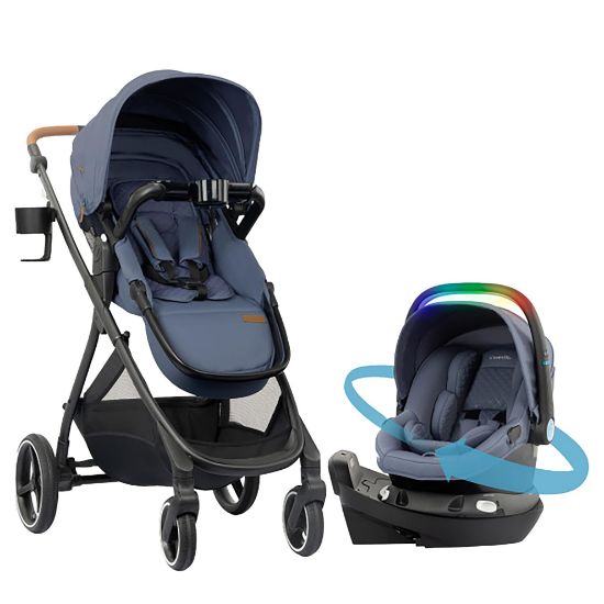 Picture of Evenflo Shyft Intuiti+ Travel System Revolve180 LiteMax NXT Rotational Infant Car Seat with SensorySoothe (Flint)