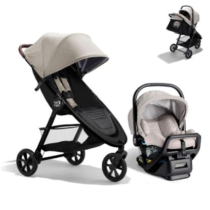 Picture of Baby Jogger City mini GT3 Travel System - Car Seat Stroller Combo with All-Terrain Stroller with Forever Air Rubber Tires and All-Wheel Suspension, and City GO 2 FR-Free Infant Car Seat