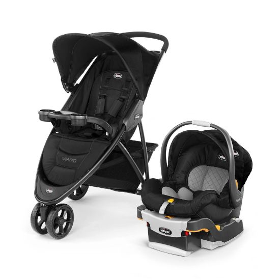 Picture of Chicco Viaro Travel System, Viaro Quick-Fold Stroller with KeyFit 30 Infant Car Seat and Base, Black/Black