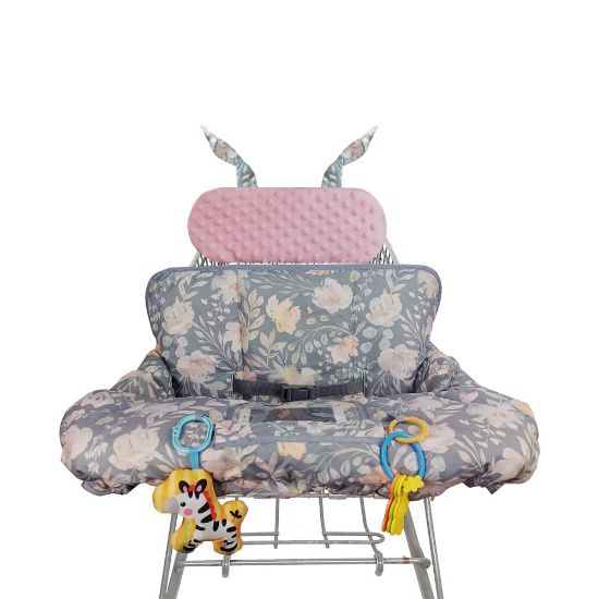 Picture of ICOPUCA Shopping Cart Cover for Baby, 2 in 1 cart Cover for Babies N high Chair Cover, Padded Grocery cart seat Cover for Baby Girl boy, with Extra Detachable Cushion, Universal fit; Patent Design