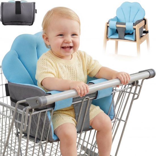 Picture of Portable Shopping Cart Cover for Baby with Easy Install, Breathable & Supportive High Chair Cover for Restaurant Seats, Universal Fit Grocery Cart Cover for Baby, Machine Washable Park Swing Insert