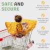 Picture of 2-in-1 Baby Shopping Cart & High Chair Cover - Water-Resistant Padded Grocery Cart Seat Liner with Phone Pouch, Toy Loops & 360 Protection - Anti-Slip, Foldable, Travel Friendly Gender-Neutral Yellow