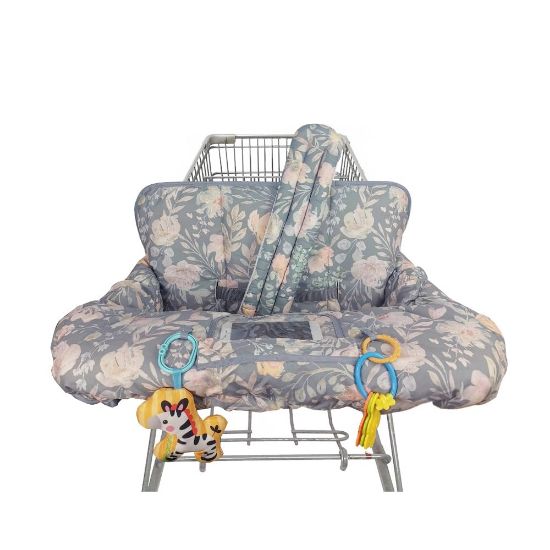 Picture of ICOPUCA Shopping Cart Cover for Baby, 2 in 1 cart Cover for Babies N high Chair Cover, Padded Grocery cart seat Cover for Baby Girl boy, with 1 Thick/Removable/Reversible Cushion, Flowers;