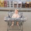Picture of ICOPUCA Shopping Cart Cover for Baby, 2 in 1 cart Cover for Babies N high Chair Cover, Padded Grocery cart seat Cover for Baby Girl boy, with 1 Thick/Removable/Reversible Cushion, Flowers;