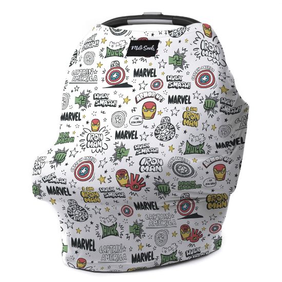 Picture of Milk Snob Original Marvel 5-in-1 Baby Cover, Breastfeeding, Car Seat, Carrier, Stroller, High Chair, Shopping Cart, Canopy, Baby Shower Gender Neutral Gifts, Nursing Top (Mighty Heroes)