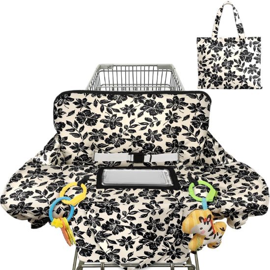 Picture of Shopping Cart Cover for Baby Girl Boy 2-in-1 High Chair Water Resistant High Chair Cover Blue Sailboat Gender Neutral Cart Cover for Babies Padded Grocery Cart Cover for Baby