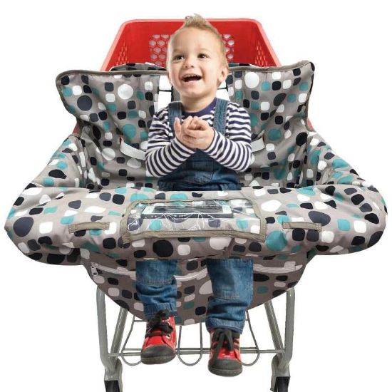 Picture of PandaEar Shopping Cart Cover for Baby, 2-in-1 Grocery Cart Seat Cover & Baby Highchair Cover for Infant, Toddler -(Gray-Polka Dot Pattern)