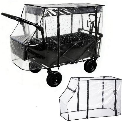 Picture of Rain Cover for Wagon Waterproof Canopy for Collapsible Folding Carts Strollers Wagon Cart Cover with Zippered Side Wagon Accessories for Camping Picnic Shopping Garden Outdoor Activities (Black)