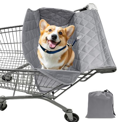 Picture of Mimoyalaso Shopping Cart Cover for Dogs, Portable Quilting Grocery Cart Cover with Storage Bag, Portable and Easy-on Stretch Design Comfortable and Easy to Clean