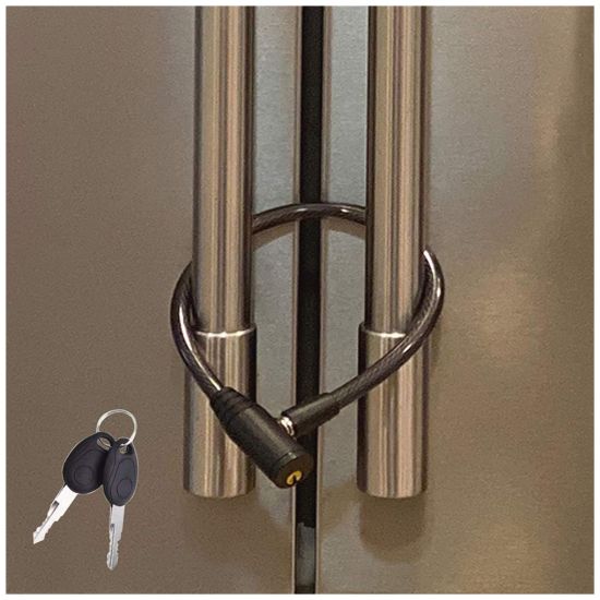 Picture of Urban August Child-Proof Refrigerator Lock for Kids & Adults - Lock for French Door Fridge and Cabinet (Regular, Black - 1 Pack)