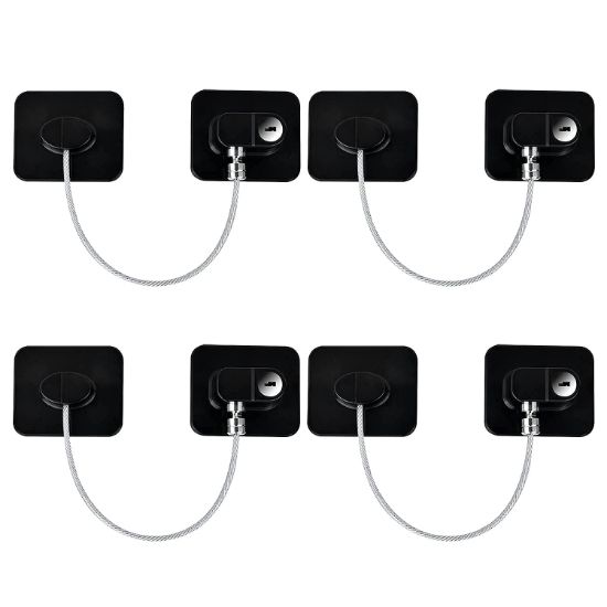 Picture of YEYA Upgraded Refrigerator Locks 4 Pack, Baby Proof Cabinet Locks with Keys, Safety Cabinets Door for Toddler