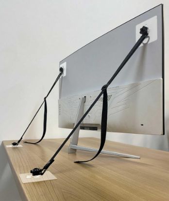 Picture of OeckuXIY 2 Pack Adjustable TV Safety Straps, No-Drill Adhesive Anti-Tip Furniture Anchors for Baby Proofing, Flat Screens Fix to Wall,Cabinet,Stand Or Desk, Earthquake Straps