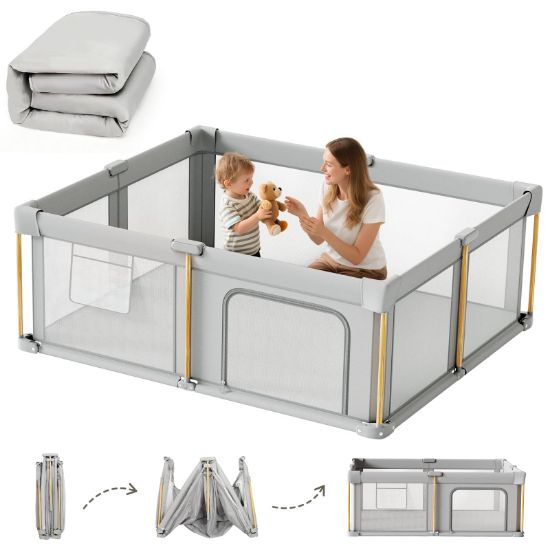 Picture of Foldable Baby Playpen with Mat, 71x59 Foldable Play Pen for Babies and Toddlers, Baby Playpen with Portable Design, Collapsible Play Yard for Fence Indoor and Outdoor