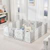 Picture of Albott Baby Fence Kid Playpen 18 Panel Albott Play Yard - Foldable Kids Safety Activity Center Playard Safety Lock Gate,Adjustable Shape, Portable Design for Indoor and Outdoor (18 Panel, Grey+White)
