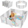 Picture of Baby Playpen, Dripex Baby Playard for Babies and Toddlers, 14-Panel Foldable Playpen Adjustable Portable Play Area, Indoor/Outdoor Kids Active Center with Game Panel & Safety Gate, Grey White