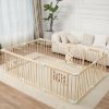 Picture of Ulnxiy Foldable Wooden Baby Playpen Activity Center,Adjustable Size & Shape Portable Play Yard, Baby Fence Play Area with Gate for Indoor Use for Babies and Toddlers(84x56x24inches)