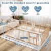 Picture of Ulnxiy Foldable Wooden Baby Playpen Activity Center,Adjustable Size & Shape Portable Play Yard, Baby Fence Play Area with Gate for Indoor Use for Babies and Toddlers(84x56x24inches)