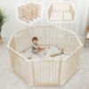 Picture of Comfy Cubs Baby Gate Playpen - 57 x 57 x 25 in, Extends Up to 228 - Pine Wood Foldable Playpen with Child-Proof Lock - Easy Assembly Baby Fence Play Area for Babies & Toddlers - Light Wood White