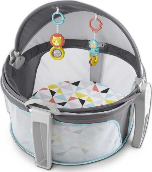 Picture of Fisher-Price Portable Bassinet On-The-Go Baby Dome, Travel Play Space with Developmental Newborn Toys & Canopy, Windmill