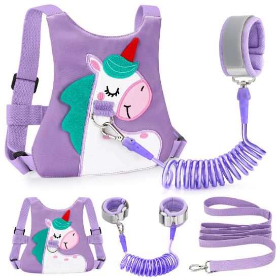 Picture of Toddler Leash-Baby Walking Safty Harness and Child Anti Lost Wrist Link for Girls/Boys Travel (Purple)