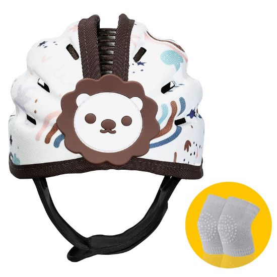 Picture of Baby Safety Helmet, Breathable Baby Head Protector for Crawling and Walking, Infant Soft Helmet, Anti-Collision, Ultra-Lightweight, Expandable and Adjustable Age 6m-24m (Brown Lion)