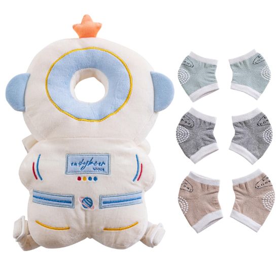 Picture of Baby Head Protector Cushion Backpack with 3 Baby Knee Pads for Walking & Crawling. (Astronaut)
