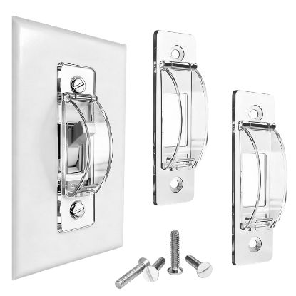 Picture of VAQULION Light Switch Cover Guard, 2 Pack Clear Light Switch Lock, Light Switch Guard, Child Proof Light Switch Cover, Prevent Accidental ON/Off from Kids, Pets, BumpsIncludes Screws