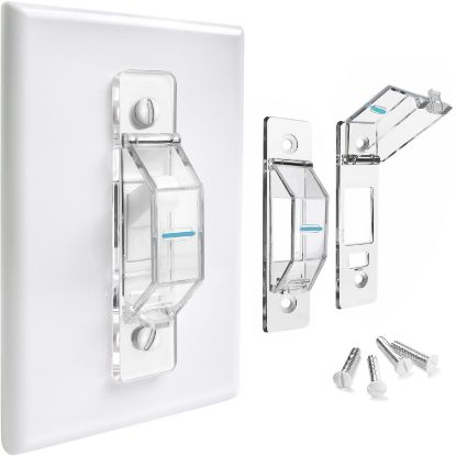 Picture of 2 Pack Light Switch Cover Guard,Wall Light Switch Lock With Glow In The Dark Effect, Child Proof Wall Switch Cover Keeps Lights or Switches from Being Accidentally Turned ON or OFF Clear)