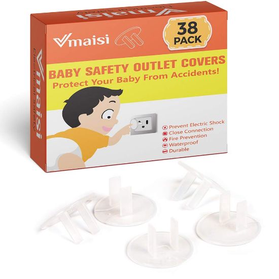 Picture of Vmaisi 38 Pieces Clear Outlet Covers Baby Proofing - Electrical Safety ChildProof Plug Protector - (Clear, 38 Pack)