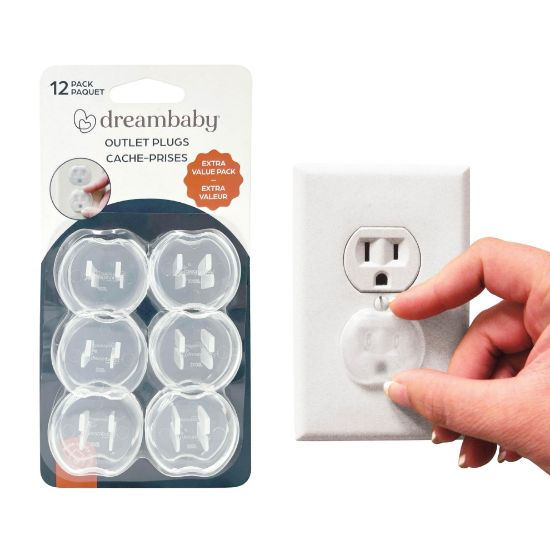 Picture of Dreambaby Plastic Baby Safety Outlet Plug Covers - 12 Pack - Outlet Covers Baby Proofing