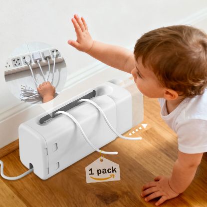 Picture of Babylush Power Strip Cover Box(1 Pack) Outlet Covers Baby ProofingOutlet Cover BoxAdjustable Length Childproof Outlet CoverPreventing Toddlers from Touching SocketsFits Most Sockets.