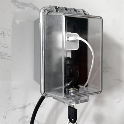 Picture of PILISPARK Baby Safety Outlet Cover Box-Key Lock for Much Better Toddler Proofing, Easier Operation, Simple 4 Step Install with Included Screws,Provides Extra Space Inside for Plugs,Adapters