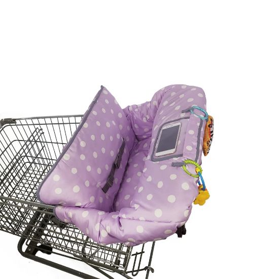 Picture of Shopping Cart Cover for Baby boy Girl, Multi-in-1 Cart Covers for Babies, Infant High Chair Cover, Machine Washable, Soft Padded Grocery cart seat Cushion Cover, Purple dot