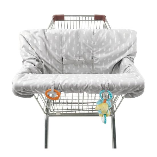 Picture of The Peanutshell Shopping Cart Cover for Baby, High Chair Cover for Restaurant Seat, Grocery Cart Cover for Baby Girl and Boy, Cotton Buggy Covers for Babies, Toddler Shopping Cart Cover, Neutral Grey