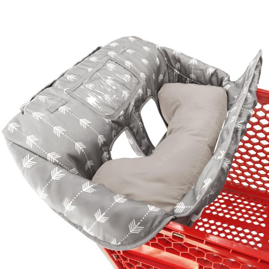 Picture of Soft Pillow Attached Waterproof 2-in-1 Baby Grocery Cart Seat Cover and High Chair Cover (Grey Arrow)