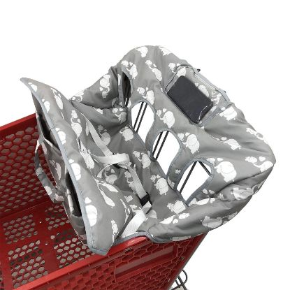 Picture of Twin Double Shopping Cart Cover for Baby Siblings with Carrying Case. Foldable Fit Wholesale Warehouse Grocery Stores Like Costco SAMS Club (White Elephant)