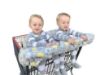 Picture of Twin Double Shopping Cart Cover for Baby Siblings with Carrying Case. Guaranteed to Fit Wholesale Warehouse Grocery Stores Like Costco SAMS Club (Gray Medallion)