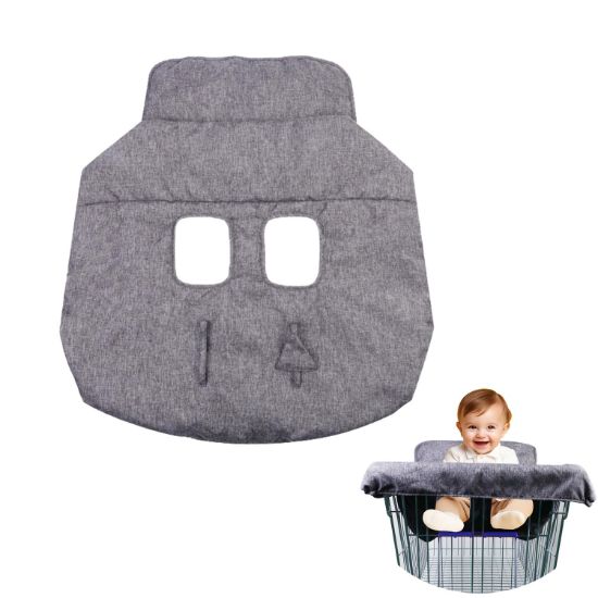 Picture of Shopping Cart Cover for Baby, Cotton High Chair Cover, Infant Grocery Cart Cushion Liner with Storage Pouch, Foldable, Machine Washable for Infant, Toddler, Boy or Girl. (Grey)