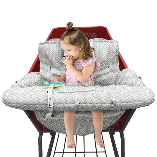 Picture of PandaEar Shopping Cart Cover for Baby, 2-in-1 Grocery Cart Seat Cover & Baby Highchair Cover for Infant, Toddler -Grey