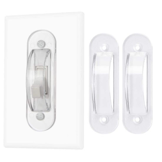 Picture of Wall Switch Guards Plate Covers Child Safety Security Home Decor (2 Pack), Clear - Keeps Light Switch ON Or Off Prevent Accidental Device Turn On or Off