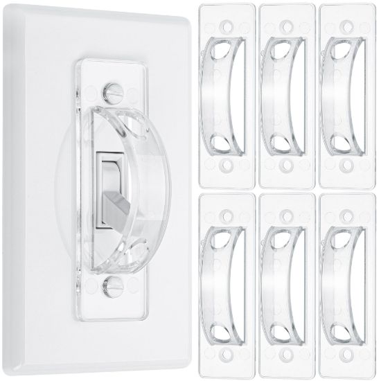 Picture of Bates- Light Switch Guard Cover, 6 Pack, Clear, Toggle Switch Cover, Light Switch Blocker