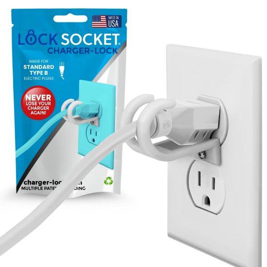 Picture of Lock Socket 3 Prong Outlet Lock (White) | Anti Theft Lock to Secure Three Pronged Plugs to the Outlet | an Innovative Way to Prevent Cords Unplugging|Child-Safe, with Security Screw |Made in USA