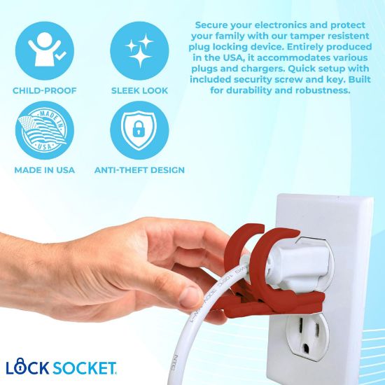 MyLittleUS. Lock Socket Adjustable Outlet and Charger Lock - Red | Anti ...
