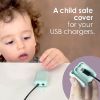 Picture of Baby Proof USB Charger Cover - Child-Resistant Cord Tip Enclosure for Standard USB Charging Cables - (6 Pack, White)