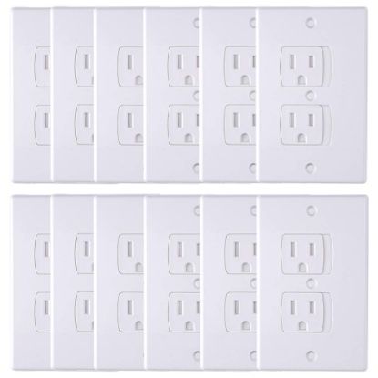Picture of AUSTOR 12 Pack Baby Safety Electric Outlet Covers Baby Safety Self Closing Wall Socket Plugs Plate Alternate for Child Proofing
