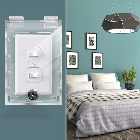 Picture of groword Switch Cover,Baby Proof Light Outlet Covers,Child Safety Switch Plate Guard,Wall Plug Box,Kids Electrical Protector Box Fits All Outlet 4.95" H X 3.35" W X 1.77" D or Smaller (1 Pack)