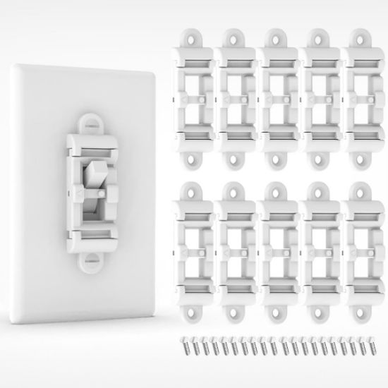 Picture of Child Proof Light Switch Cover Guard 10 Pack - Unbreakable Toggle Switch Protector for Kids Safety, Smart Home & Security, 24/7 Protection,White