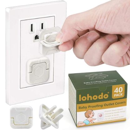 Picture of Outlet Covers Baby Proofing Socket Protectors Child Safety Plug Caps Difficult for Toddler to Remove Electric Shock Guard for US 3-Prong White 40 Pack