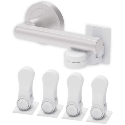 Picture of Inaya Child Proof Door Lever Lock (4-Pack) - Door Handle Lock - 3M Adhesive - Minimalist Design - No Drilling Child Safety Door Handle Locks